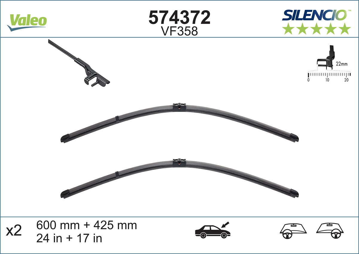 VALEO VAL574372 Ablaktörlő lapát  600/425MM